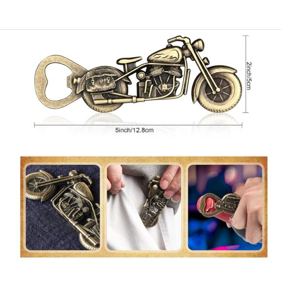 Motorcycle Beer Bottle Opener Zinc Alloy 5"x2" - Picture 4 of 4